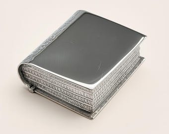 Sterling Silver Book Pill Box, Vintage Novelty Keepsake