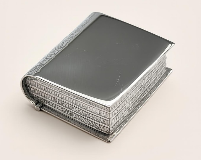Sterling Silver Book Pill Box, Vintage Novelty Keepsake