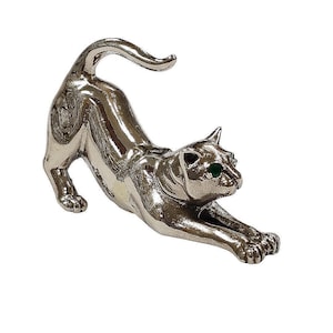 Antique Inspired Collectable Cat Figurine Emerald Eyes 925 Sterling Silver