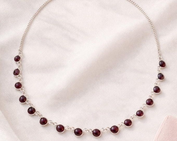 Ruby 925 Sterling Silver Necklace, January Birthstone