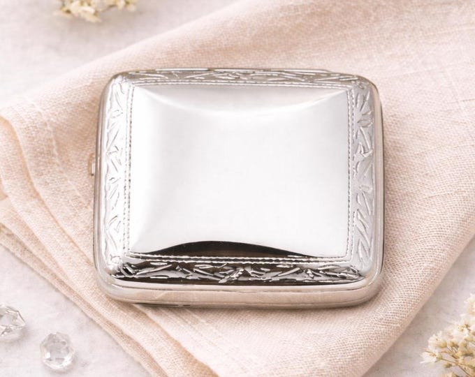 Large Sterling Silver Rectangle Pill Box, Vintage Keepsake