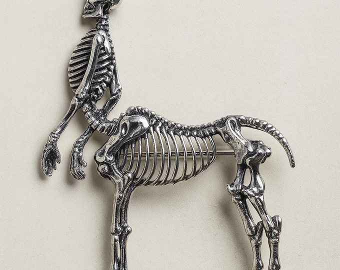 Antique Inspired Skeleton Brooch 925 Sterling Silver