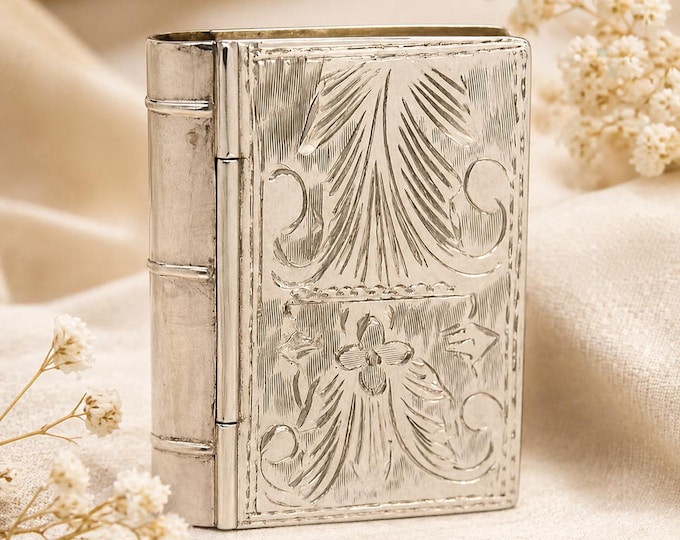 Sterling Silver Book Pill Box, Vintage Novelty Keepsake