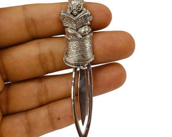 Antique Style Bunny Rabbit Reading Book 925 Sterling Silver Book Lover Gift Graduation Gift Animal Lover Gift