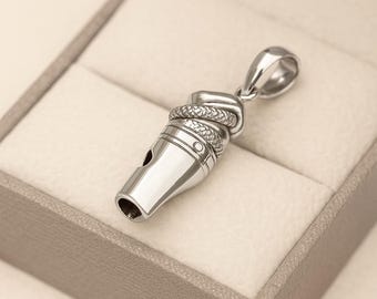 Antique Style Hand Dog Whistle Pendant 925 Sterling Silver Dog Lover Gift