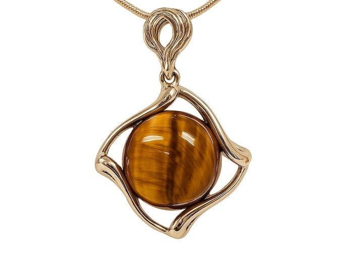 Art Nouveau Inspired Tigers Eye Pendant 925 Sterling Silver