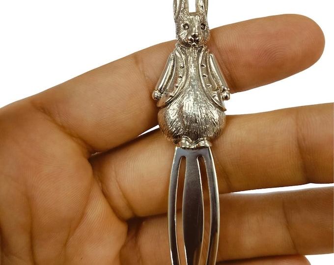 Antique Style Bunny Rabbit Bookmark 925 Sterling Silver Book Lover Gift Graduation Gift Animal Lover Gift