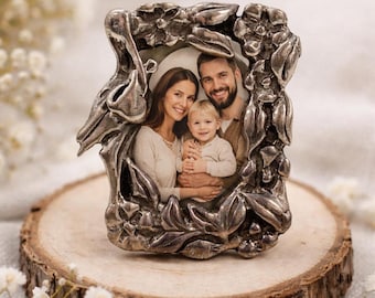 Sterling Silver Mini Photo Frame, Antique Finish, Family Keepsake