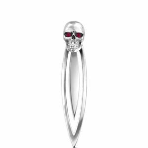Skull Ruby Eyes Bookmark, 925 Sterling Silver Book Lover Gift