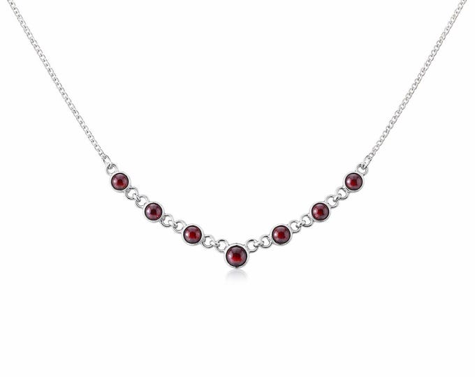 Ruby Bezel Set 925 Sterling Silver Necklace, January Birthstone