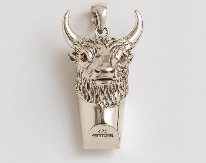 Antique Style Bull Pendant, 925 Sterling Silver Animal Lover Gift