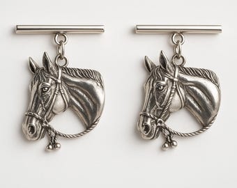 925 Sterling Silver Horse Cufflinks Animal Lover Gift for Him Unique Men’s Shirt Accessories