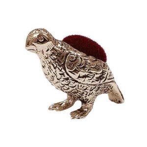 Antique Inspired Collectable Partridge Pin Cushion 925 Sterling Silver