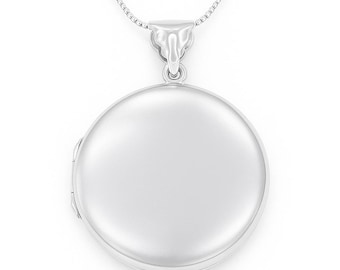 925 Sterling Silver Round Shaped Locket Pendant Keepsake Necklace Gift for Her