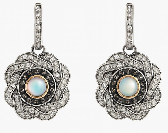 Gilson Opal Cubic Zirconia Earrings 925 Sterling Silver Hallmarked