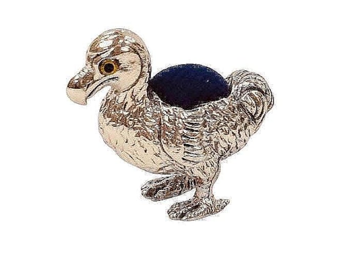 Antique Inspired Dodo Pin Cushion Glass Eyes 925 Sterling Silver
