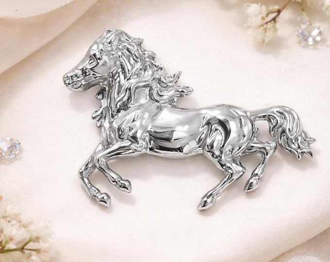 Antique Inspired Horse Brooch 925 Sterling Silver