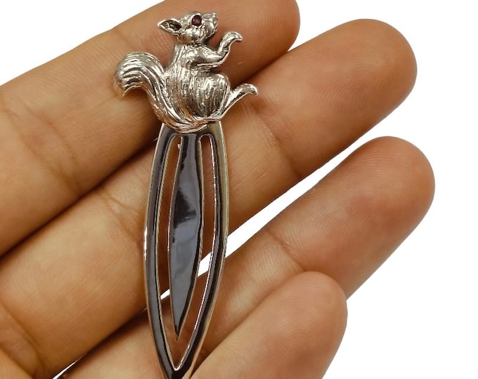 Antique Style Squirrel Ruby Eye Bookmark 925 Sterling Silver Book Lover Gift Graduation Gift Animal Lover Gift