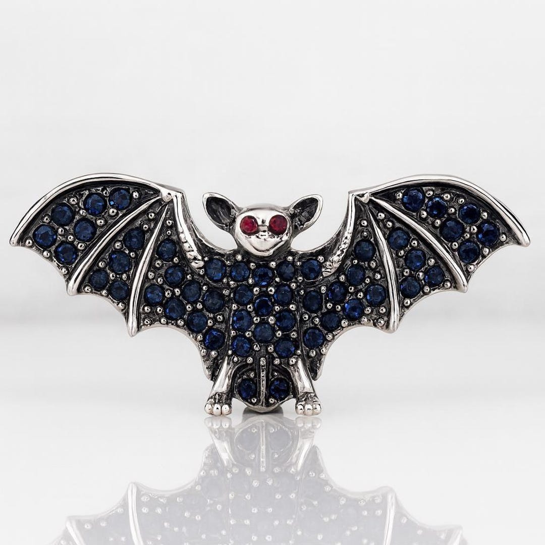 Antique Inspired Ruby, Sapphire and Emerald Bat Brooch Ruby Eye 925 ...