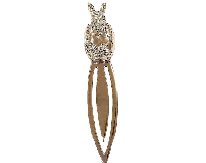Antique Style Bunny Rabbit in Egg Bookmark 925 Sterling Silver Book Lover Gift Graduation Gift Animal Lover Gift