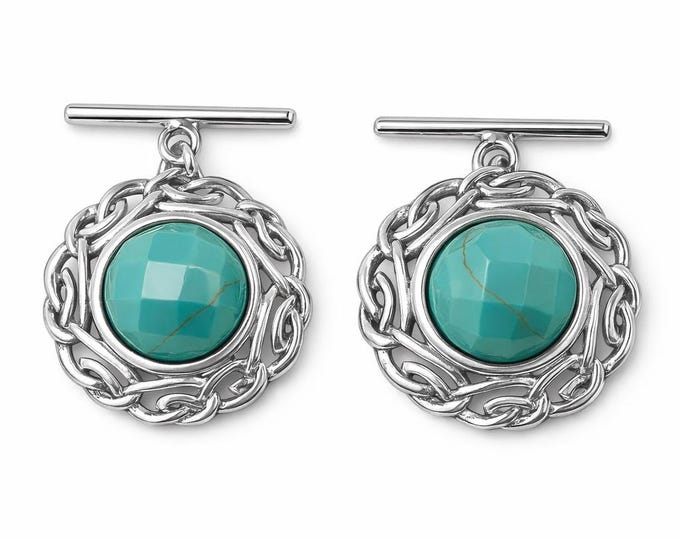 Turquoise Cufflinks, Sterling Silver Filigree, Vintage Style