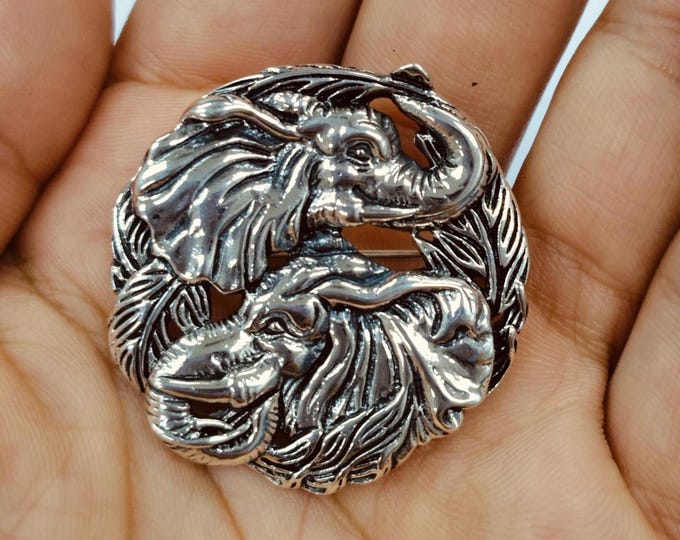 Antique Inspired Elephant Collectable Brooch 925 Sterling Silver