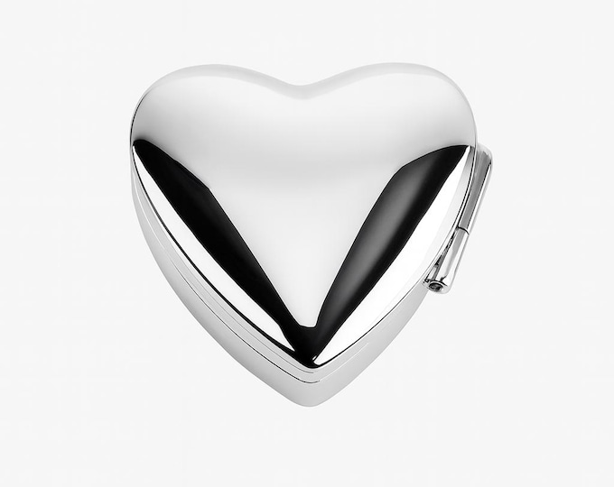 Sterling Silver Heart Pill Box Vintage Style Keepsake, Collectible Trinket or Jewelry Holder