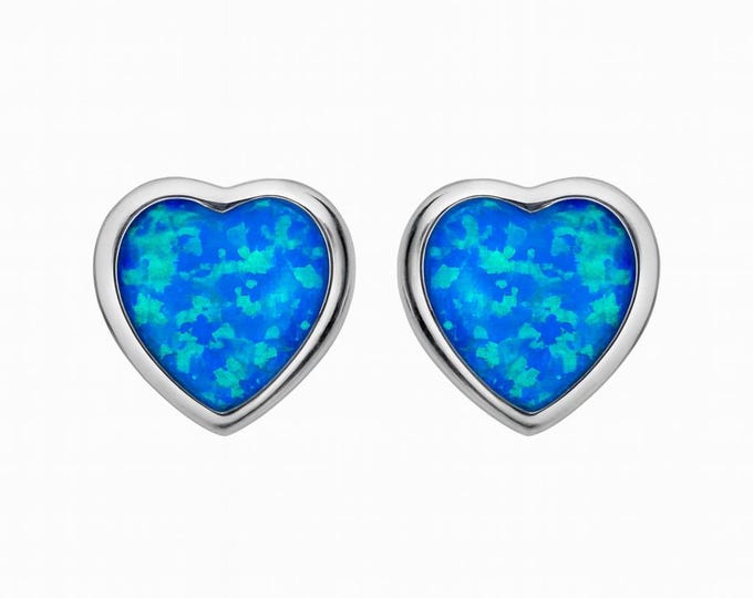 Gilson Opal Heart Shaped Stud 925 Sterling Silver Earrings