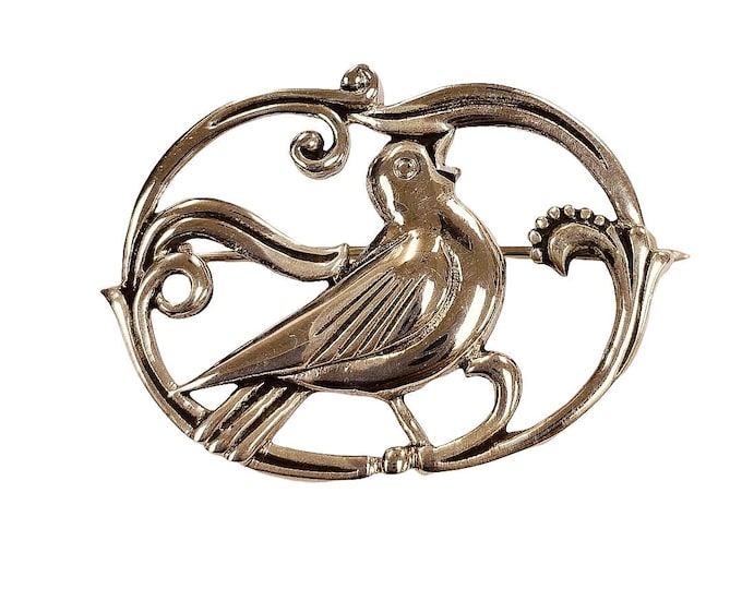 Art Nouveau Inspired Bird Brooch Collectable 925 Sterling Silver