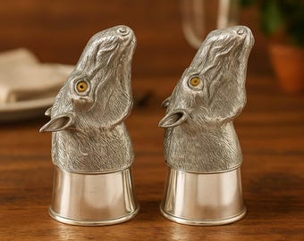 Antique Style Horse Salt and Pepper Shakers 925 Sterling Silver Plate