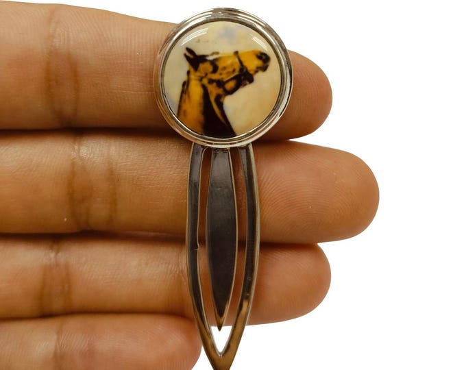 Antique Style Enamel Horse Bookmark 925 Sterling Silver Book Lover Gift Graduation Gift Horse Lover Gift