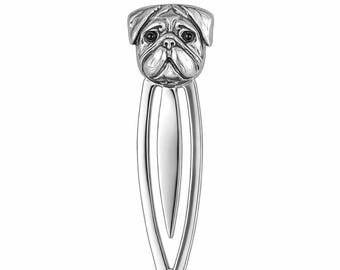 Sterling Silver Bulldog Bookmark, Antique Style Book Lover Gift