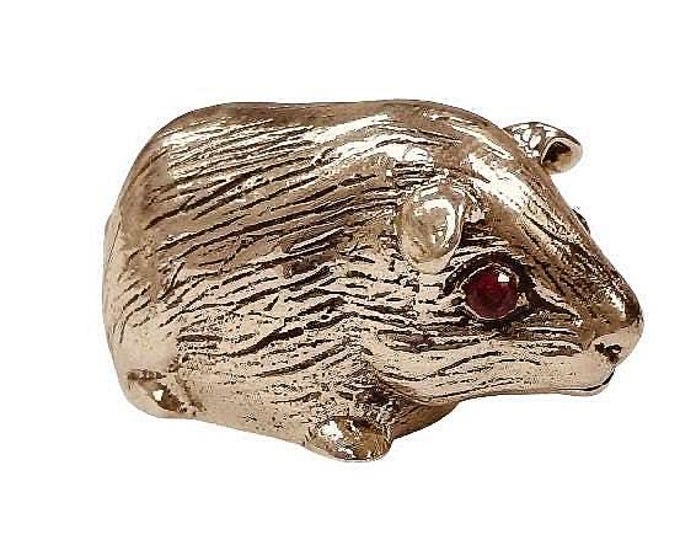 Antique Inspired Collectable Hamster Ruby Eye Figurine 925 Sterling Silver