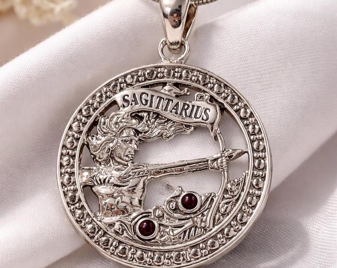 Astrology Horoscope Sagittarius Zodiac Sign Pendant 925 Sterling Silver Gift