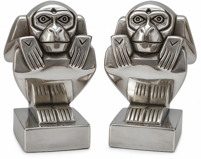Art Deco Style Monkey Salt and Pepper Shakers 925 Sterling Silver Plate