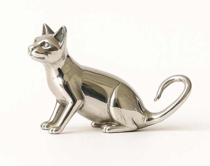 Antique Inspired Collectable Cat Figurine 925 Sterling Silver