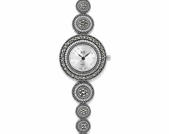 Vintage Marcasite Sterling Silver Bracelet Watch, Elegant Women’s Dress Watch