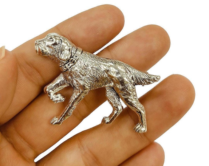 Antique Inspired Dog Brooch Collectable 925 Sterling Silver Dog Lover Gift