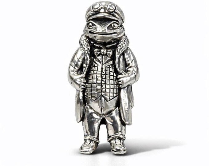 925 Sterling Silver Frog Brooch Pin Victorian Gentleman Frog Antique Inspired Animal Jewellery Whimsical Gift