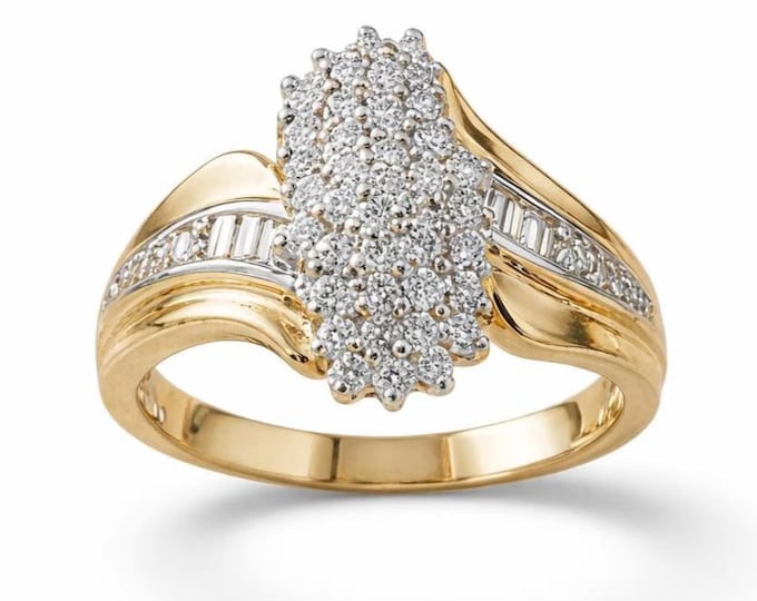 Cluster Diamond Cascade Ring 10K Gold