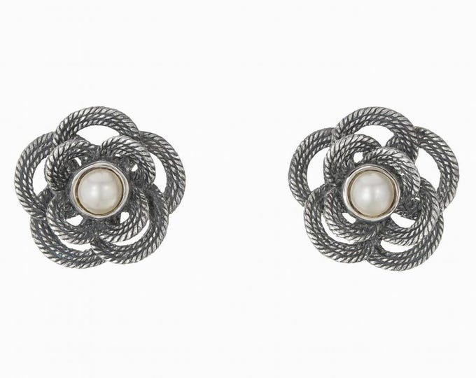 Art Deco Inspired Mother of Pearl and Marcasite Stud Earrings 925 Sterling Silver Hallmarked Gift for Her