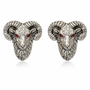 Manschettknappar i 925 sterlingsilver i antik stil med rubinfärgade ögon, herrgåva