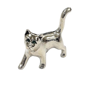 Antique Inspired Collectable Cat Kitten with Emerald Eyes Figurine 925 Sterling Silver Cat Lover Gift