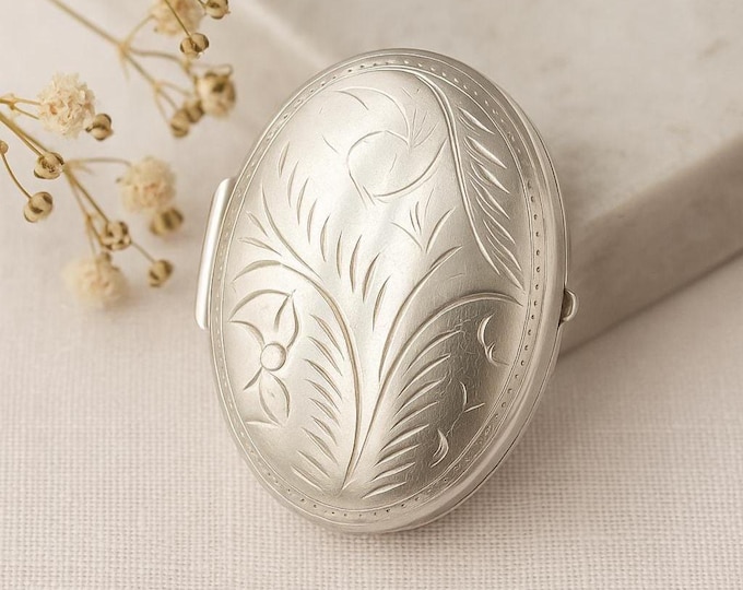 Small Sterling Silver Oval Pill Box Vintage Style Keepsake, Collectible Trinket or Jewelry Holder