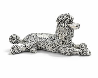 Vintage Silver Plated Poodle Dog Figurine, Collectible Sewing Accessory