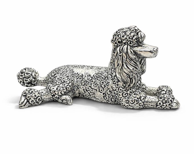 Vintage Silver Plated Poodle Dog Figurine, Collectible Sewing Accessory