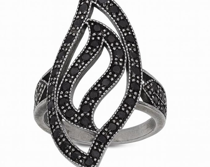 Vintage Style Sterling Silver Filigree Ring with Marcasite Accents Art Deco Statement Jewelry