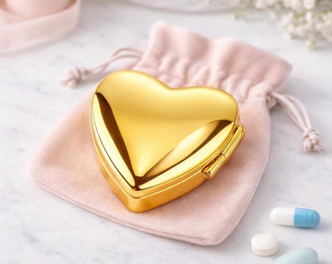 Gold Plated Sterling Silver Heart Pill Box, Vintage Keepsake