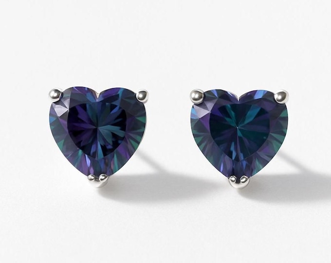 Mystic Topaz Heart Shaped 925 Sterling Silver Earrings