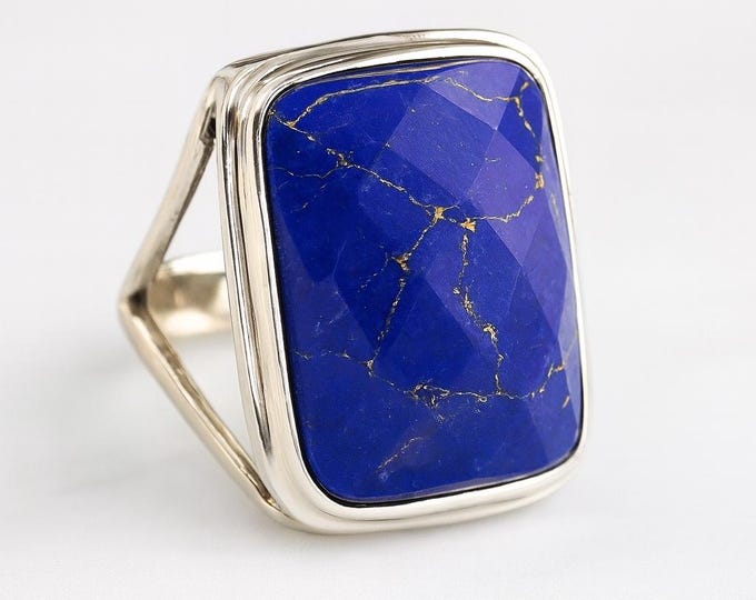 Lapis Lazuli Statement Ring 925 Sterling Silver Hallmarked
